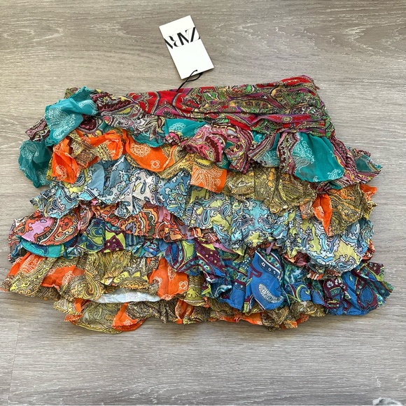 Zara Mini Ruffled Patchwork Skirt - Picture 9 of 11